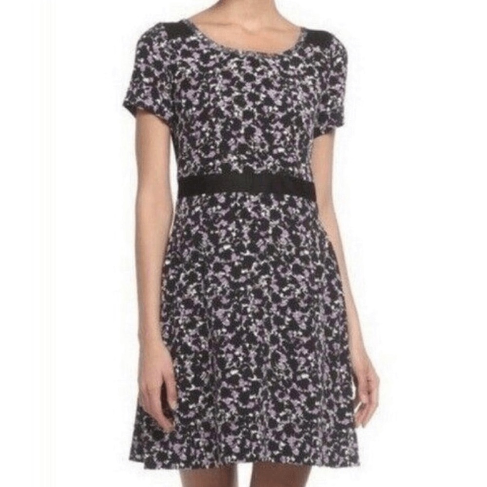 Marc by Marc Jacobs Black and Purple Silk Fit and Flare Dress - Picture 15 of 16